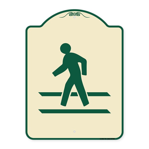 Designer Series-Pedestrian Crossing, Tan & Green Heavy-Gauge Aluminum, 24" x 18", TG-1824-9796